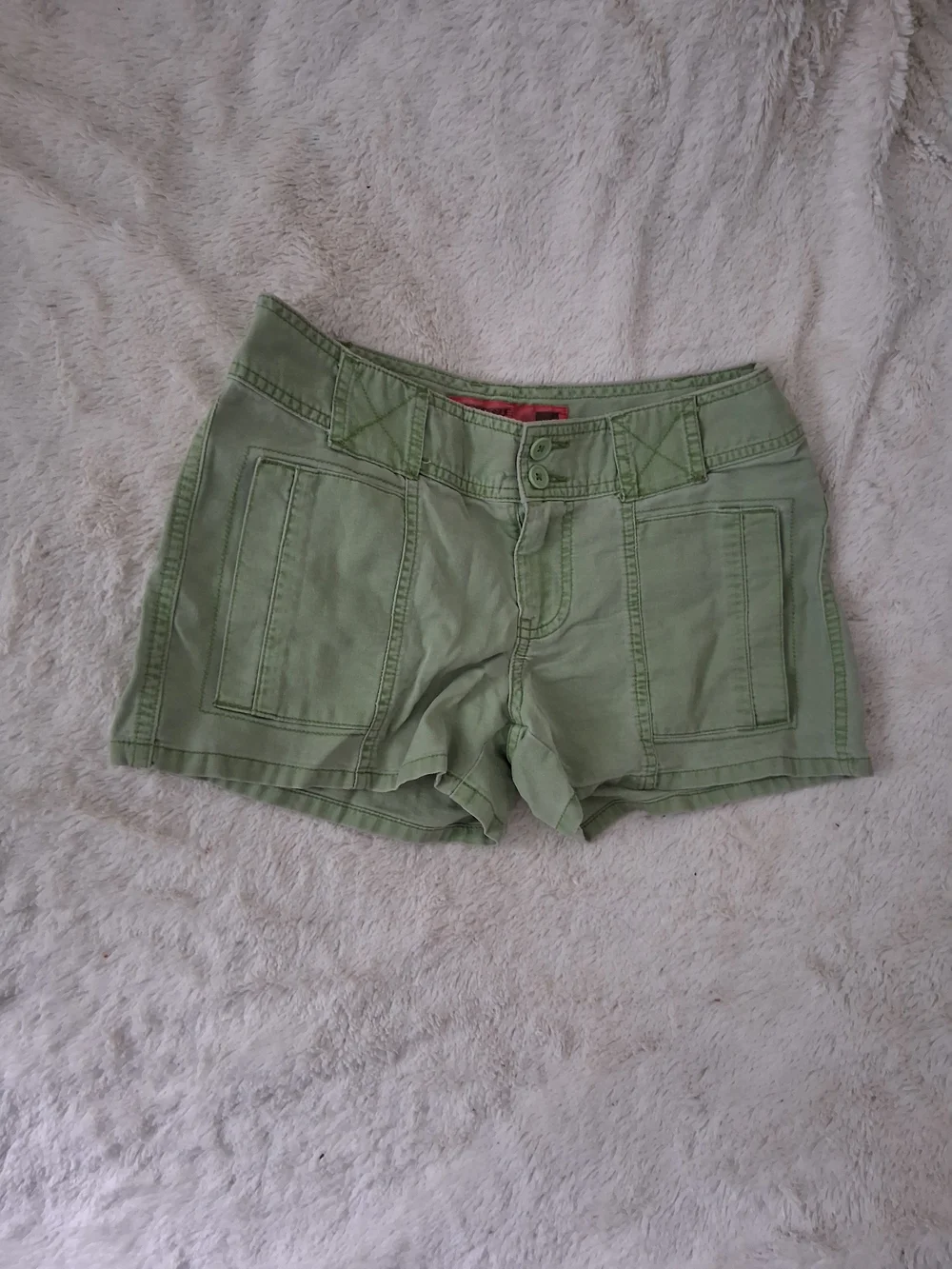 Vintage Light Green Cotton Shorts